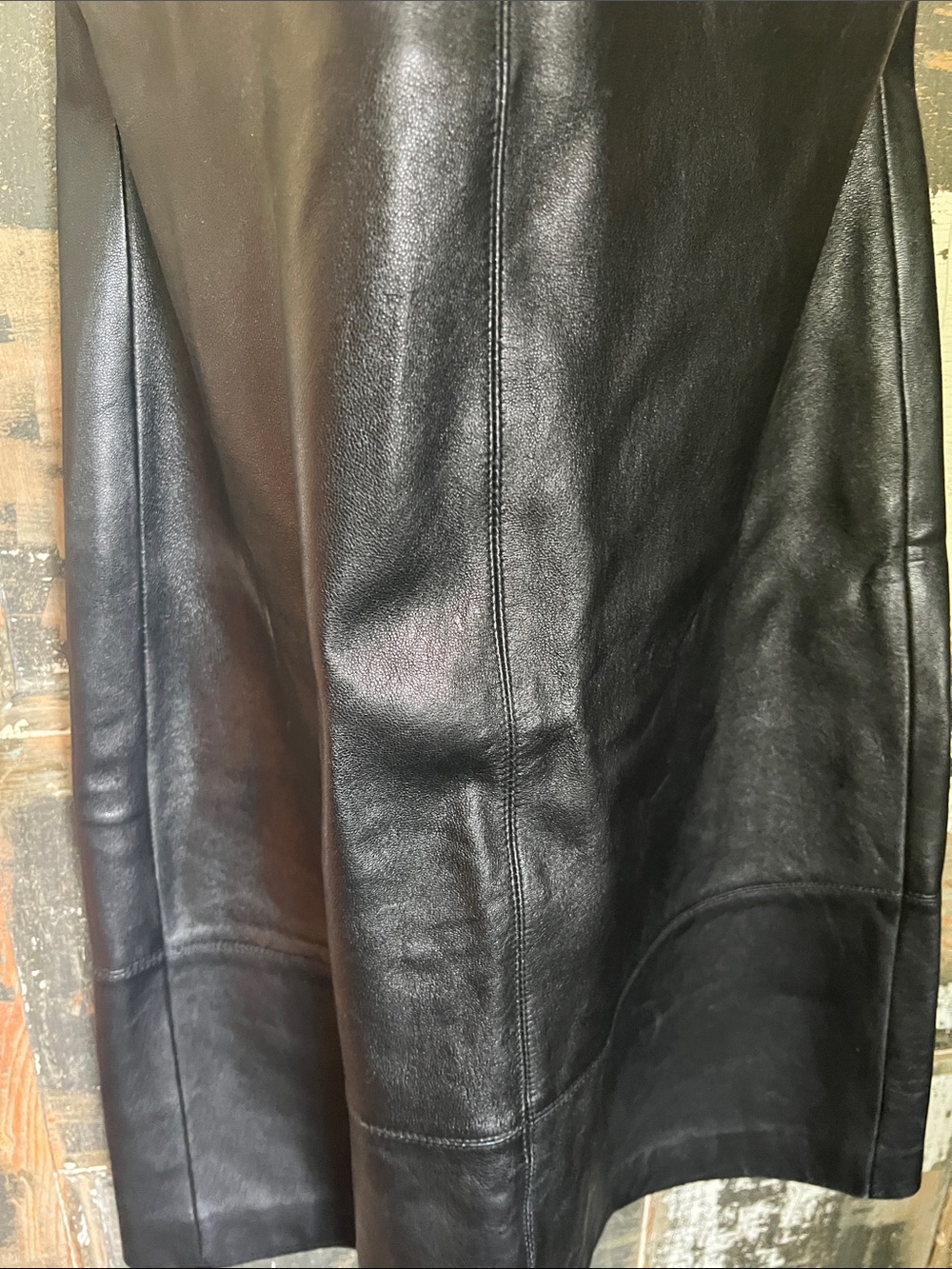 Black Leather A-Line Skirt